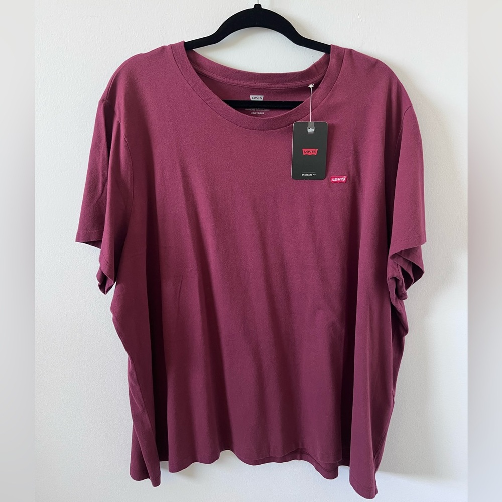 Levi’s Women’s Plus Size 3X T‑Shirt Burgundy Crew Neck NWT